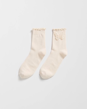 Australian Cotton Blend Fashion Embellished Crew Length Socks