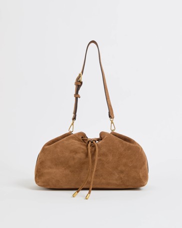 Premium Suede Leather Drawstring Shoulder Bag