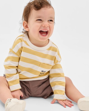Baby Organic Cotton Long Sleeve Stripe T-Shirt