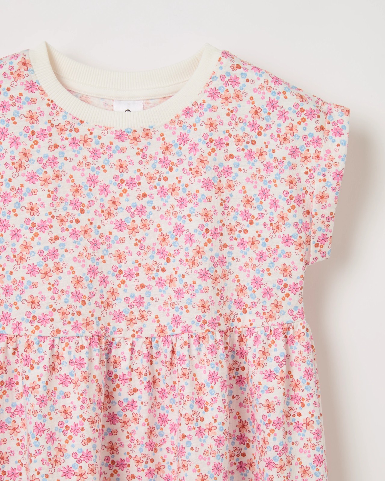 Australian Cotton Knit Dress - Pink Ditsy White 2 of 2