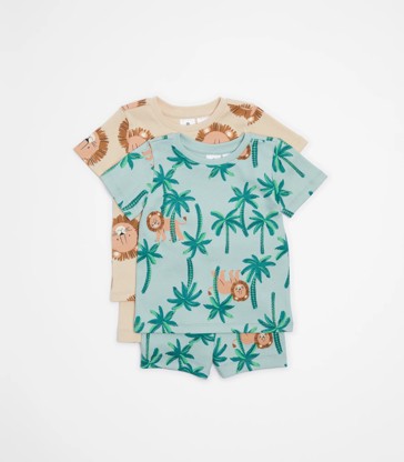 Baby Organic Cotton Rib Pyjama Sets - 2 Pack