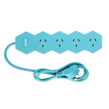 Arlec 4 Outlet Lightning Overload Protected Powerboard - Teal