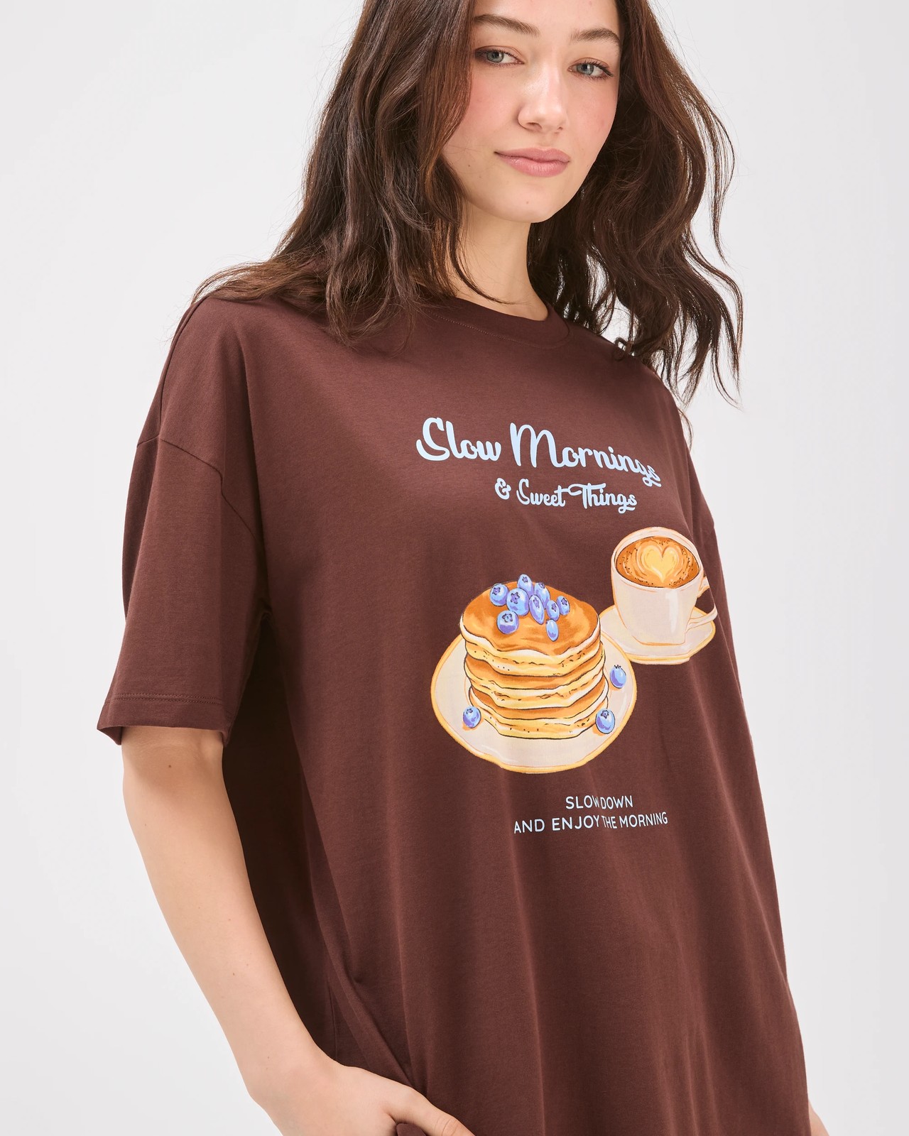 Lily Loves Australian Cotton Boyfriend Jersey Sleep T-Shirt - Brown Pancakes 4 of 6