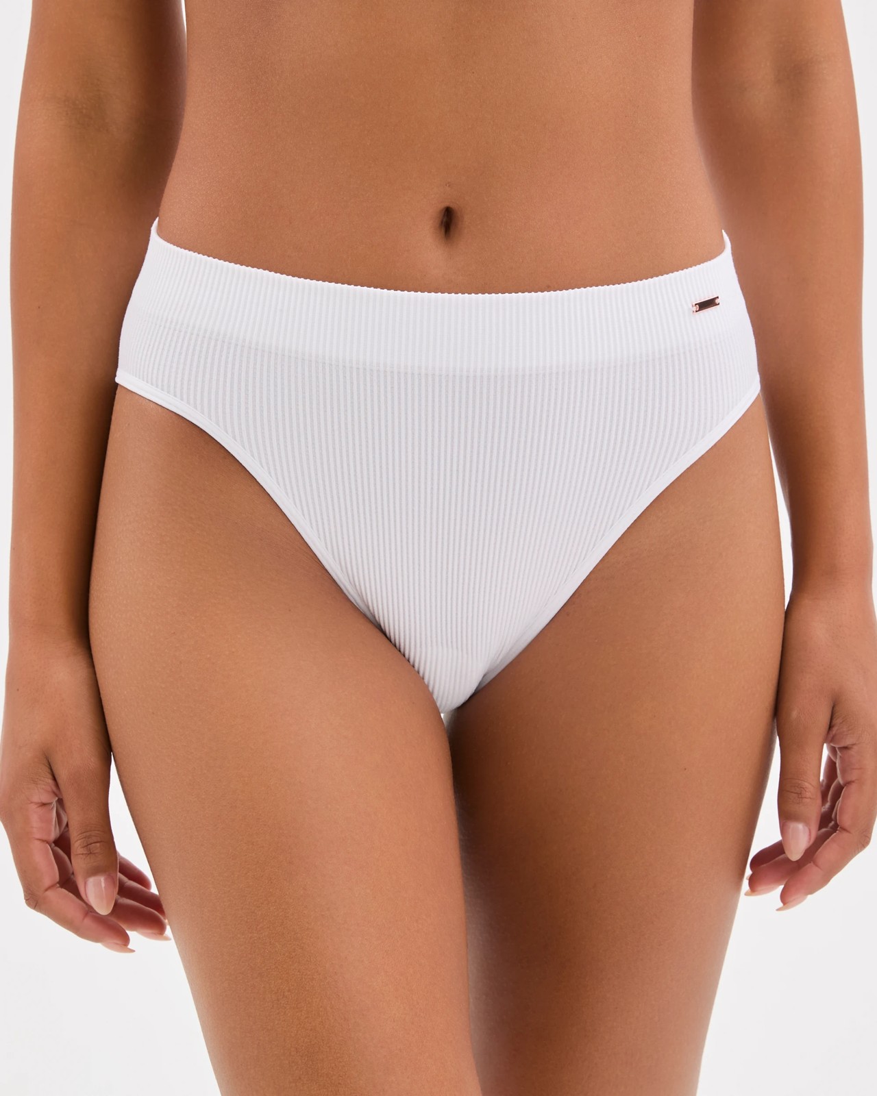 Lily Loves 2 Pack Ribbed Seamfree High Waisted Bikini Briefs - White 2 of 4