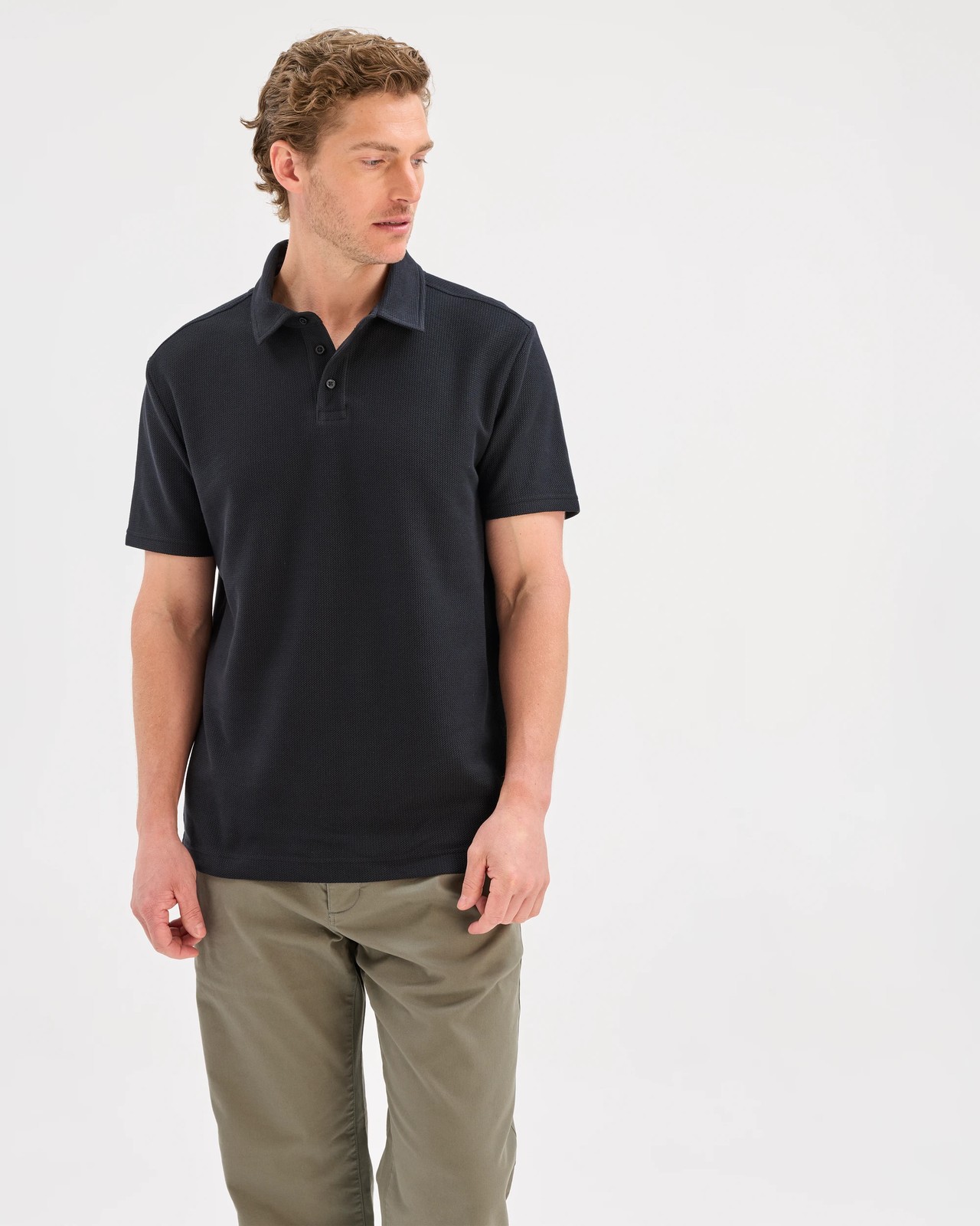 Australian Cotton Textured Polo Top - Black 6 of 6