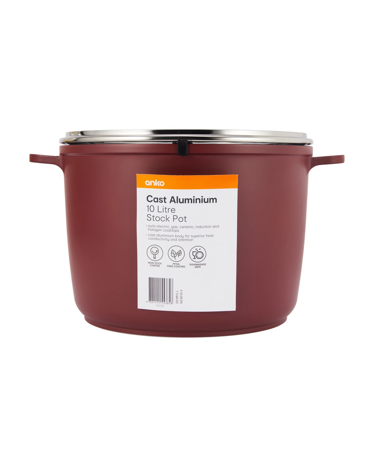 Anko 10L Cast Aluminium Stock Pot - Red 6 of 6