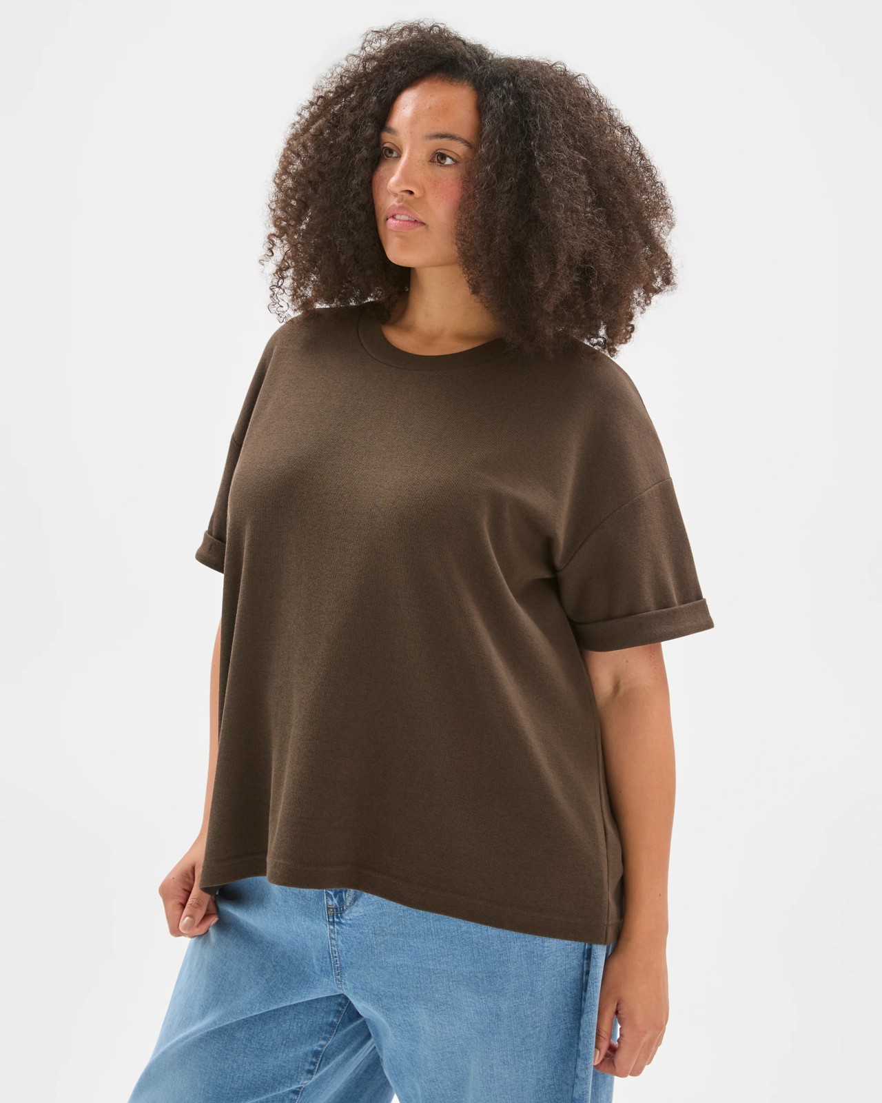 Plus Size Turnback Cuff Boxy T-Shirt 4 of 5