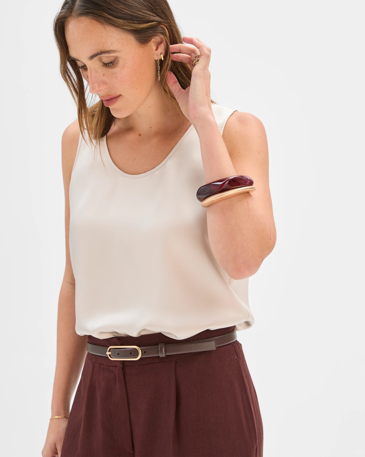 Preview Penny Sleeveless Scoop Neck Satin Top 4 of 5