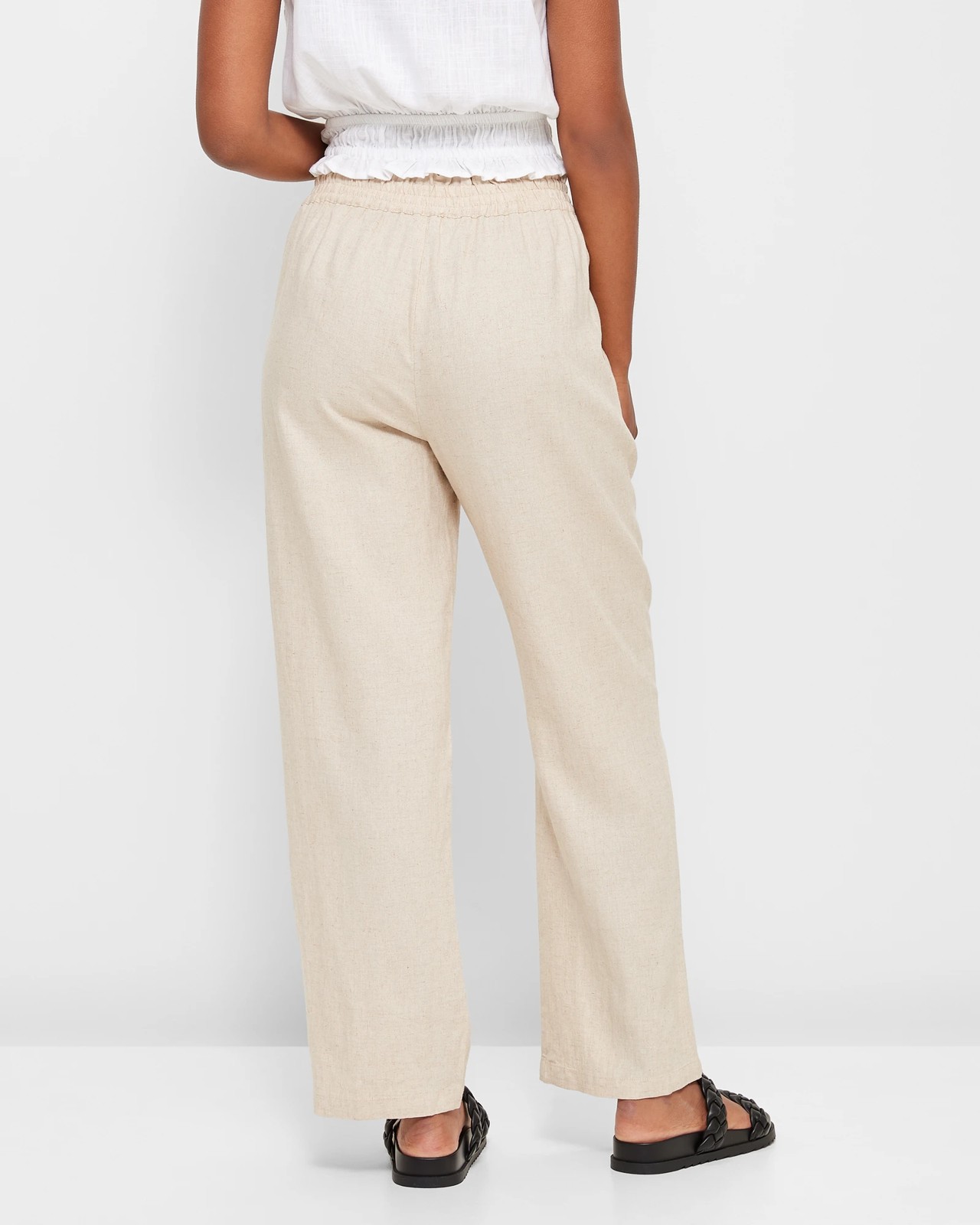 Linen Culotte Pants SIENNA, Linen Pants With Elastic Waistband