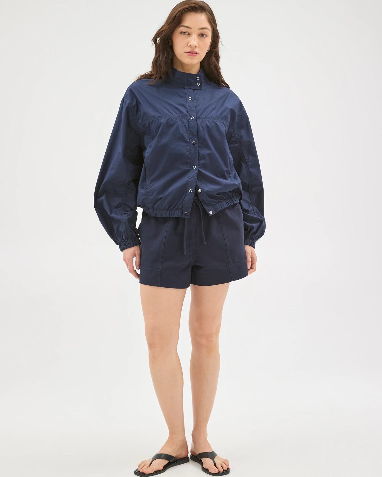 Lily Loves Australian Cotton Gathered Detail Jacket - Deep Navy 2 of 5