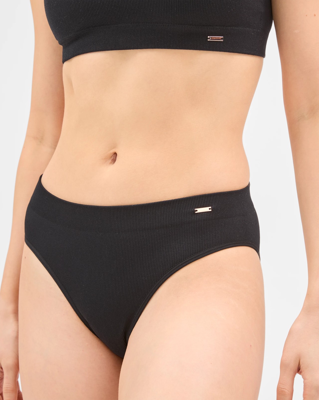 Lily Loves 2 Pack Rib Seamfree High Waist Bikini Briefs - Black/Gardenia 5 of 6