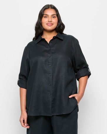 Plus Size European Linen Long Sleeve Shirt