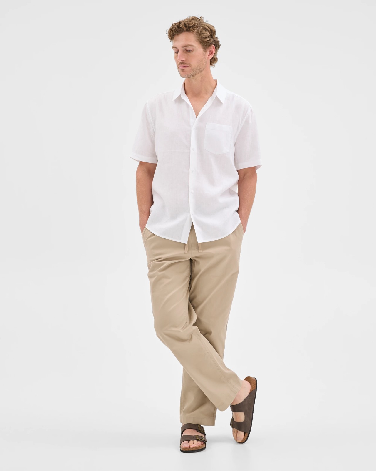 European Linen Short Sleeve Shirt - White 2 of 5