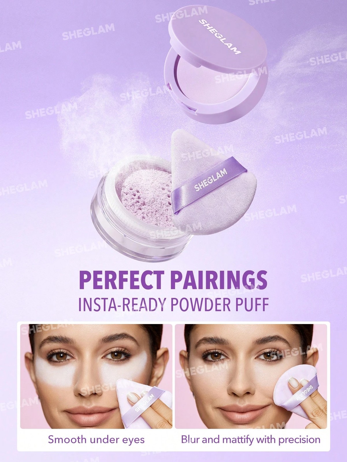 SHEGLAM Insta-Ready Face & Under Eye Setting Powder Duo - Taro 3 of 5