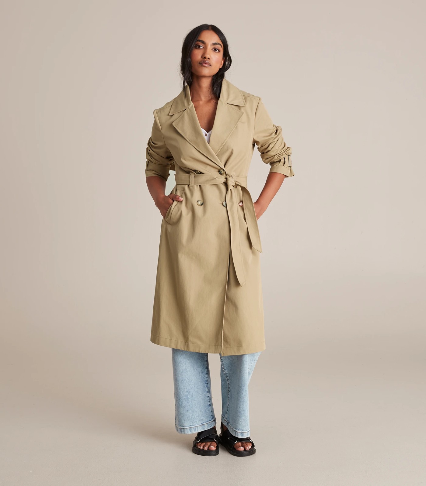 Twill trench cheap coat