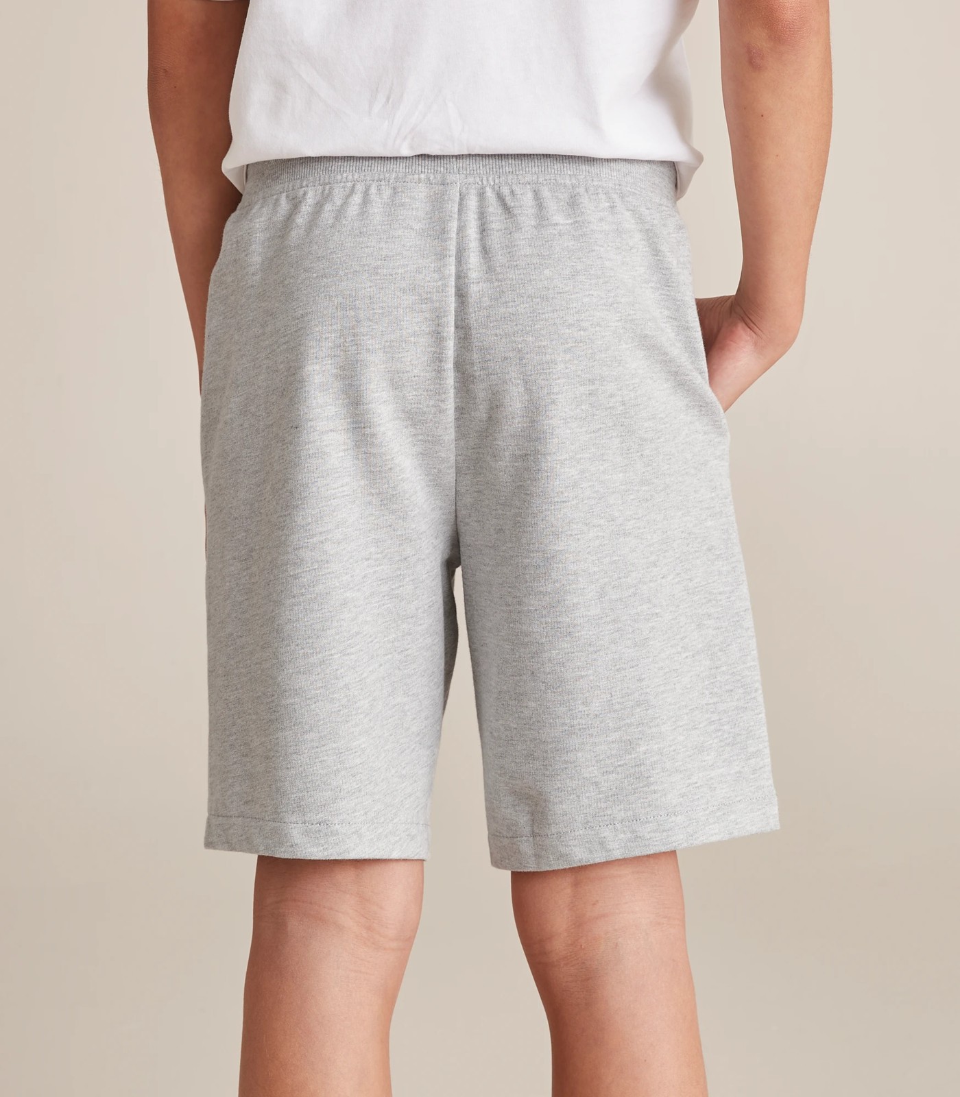 gray waffle shorts with print waistband