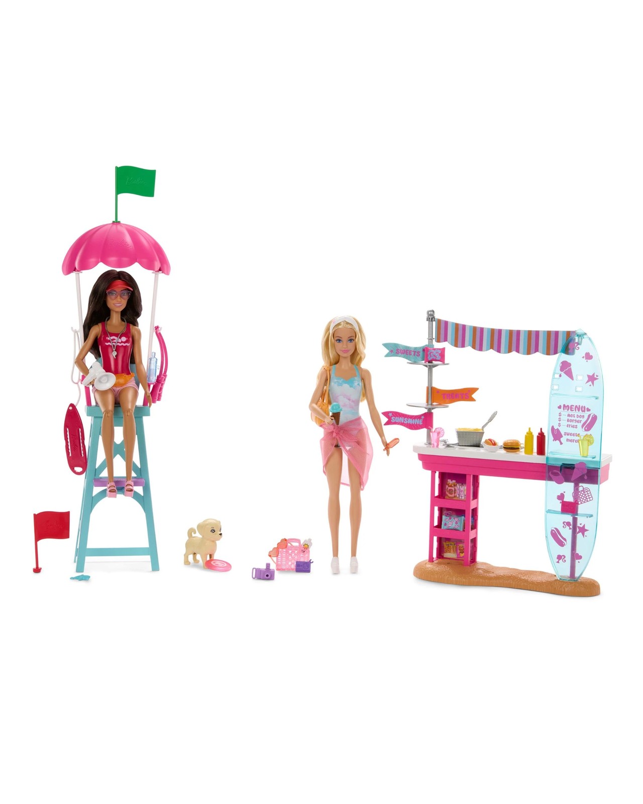 BARBIE Dream Land Beach Boardwalk Buildup with 2 Dolls 3 of 5