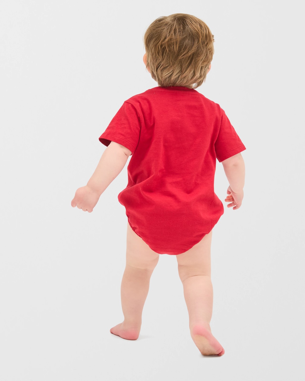 Baby Organic Cotton Short Sleeve Bubble Christmas Bodysuit - Xmas Santa Red 4 of 6