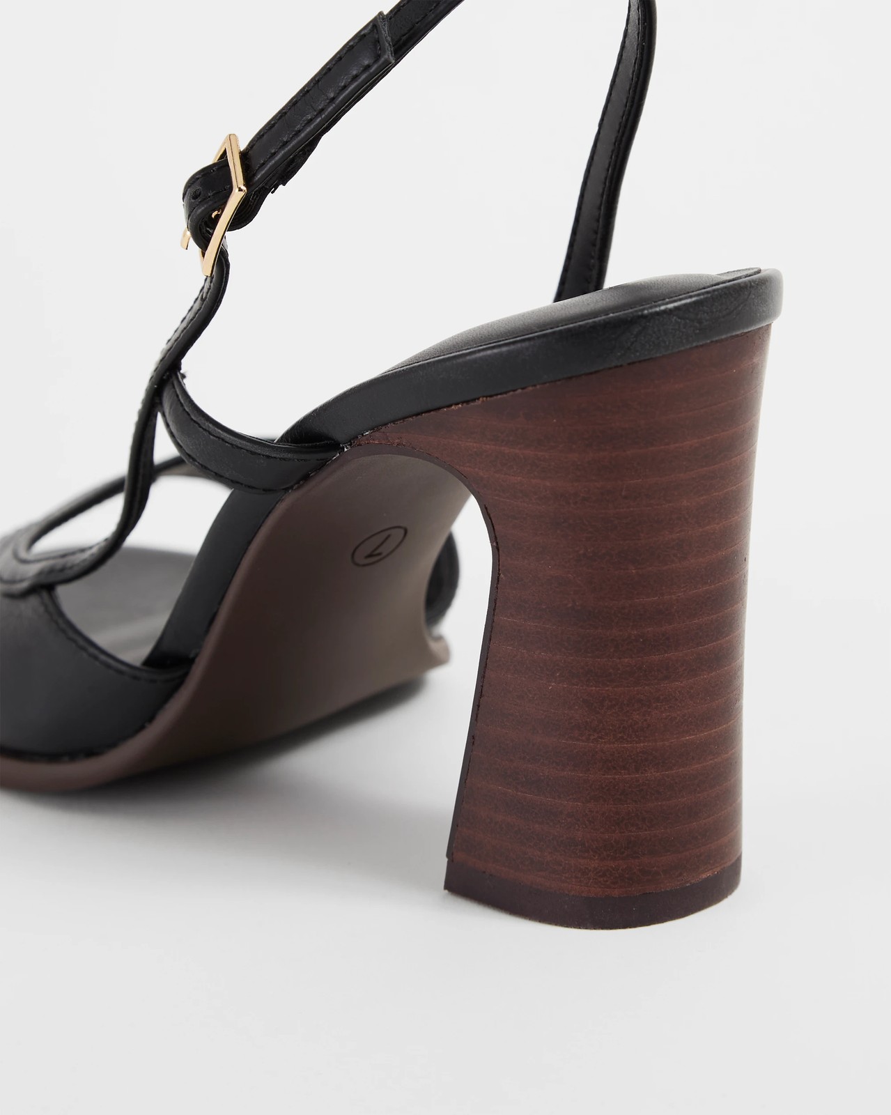 Ava Stacked Wood Slingback Heels - Black 3 of 3