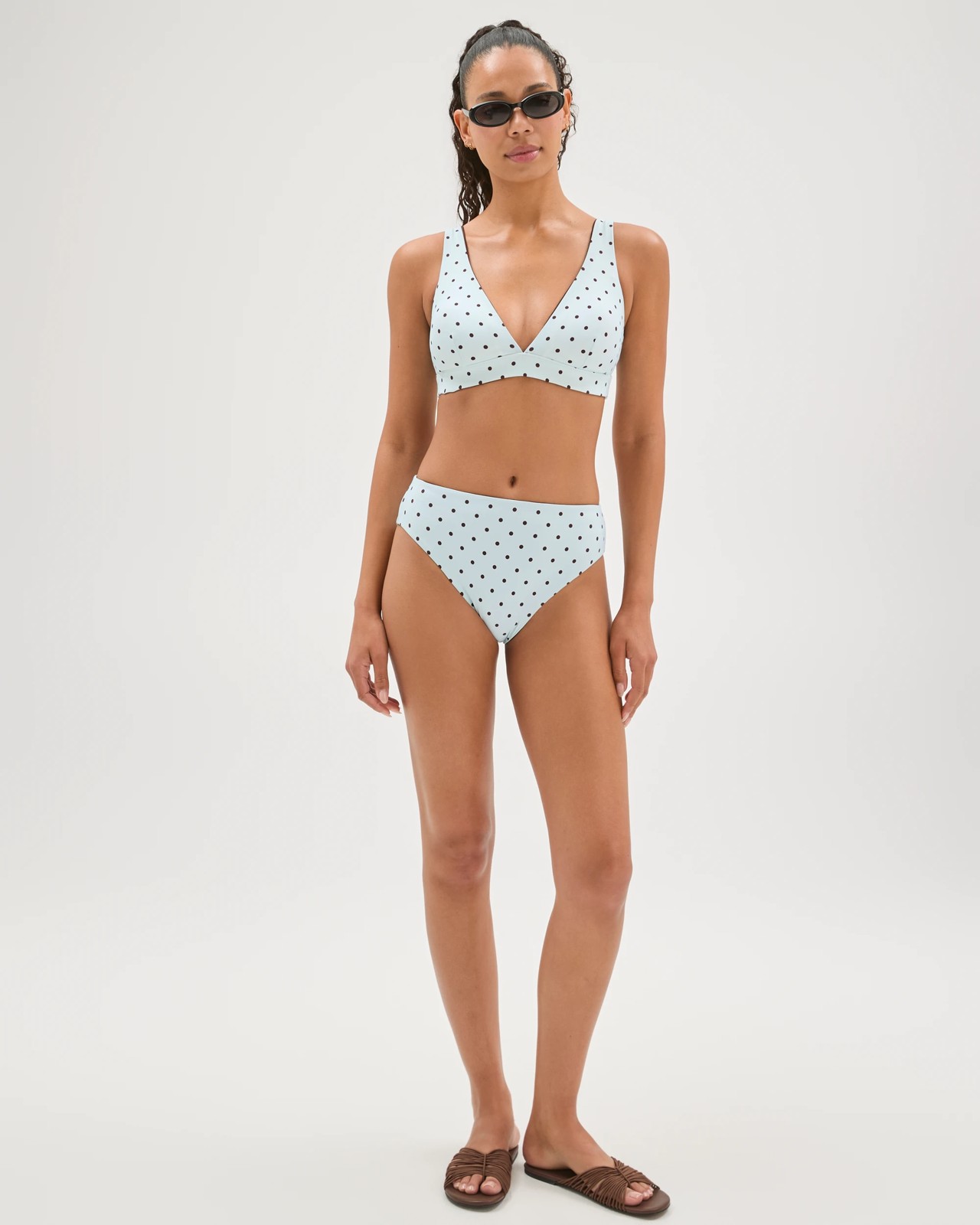 Resort Reversible V-Neck Matte Micro Swim Bikini Top - Blue Spot 2 of 5