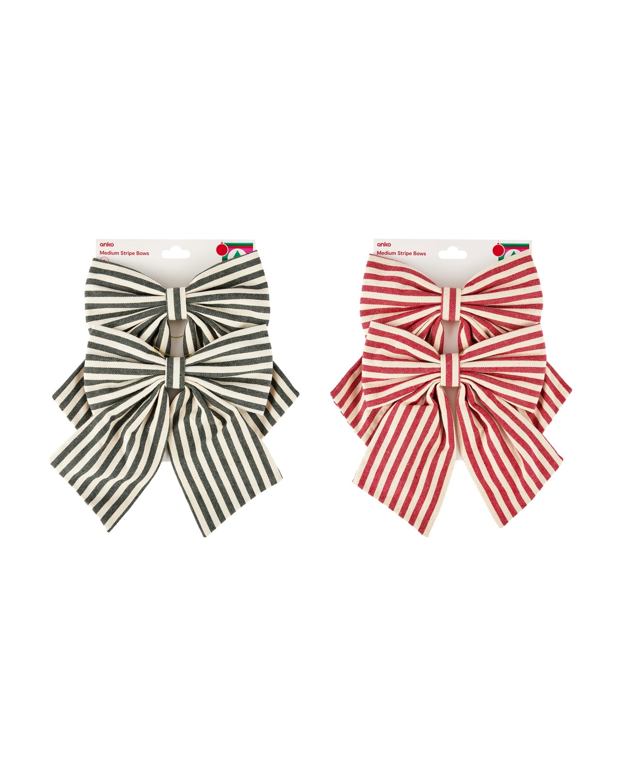 Anko 2 Pack Medium Stripe Bows - Assorted 4 of 4