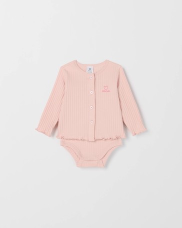 Baby Organic Cotton Rib Bodysuit with Cardigan Set