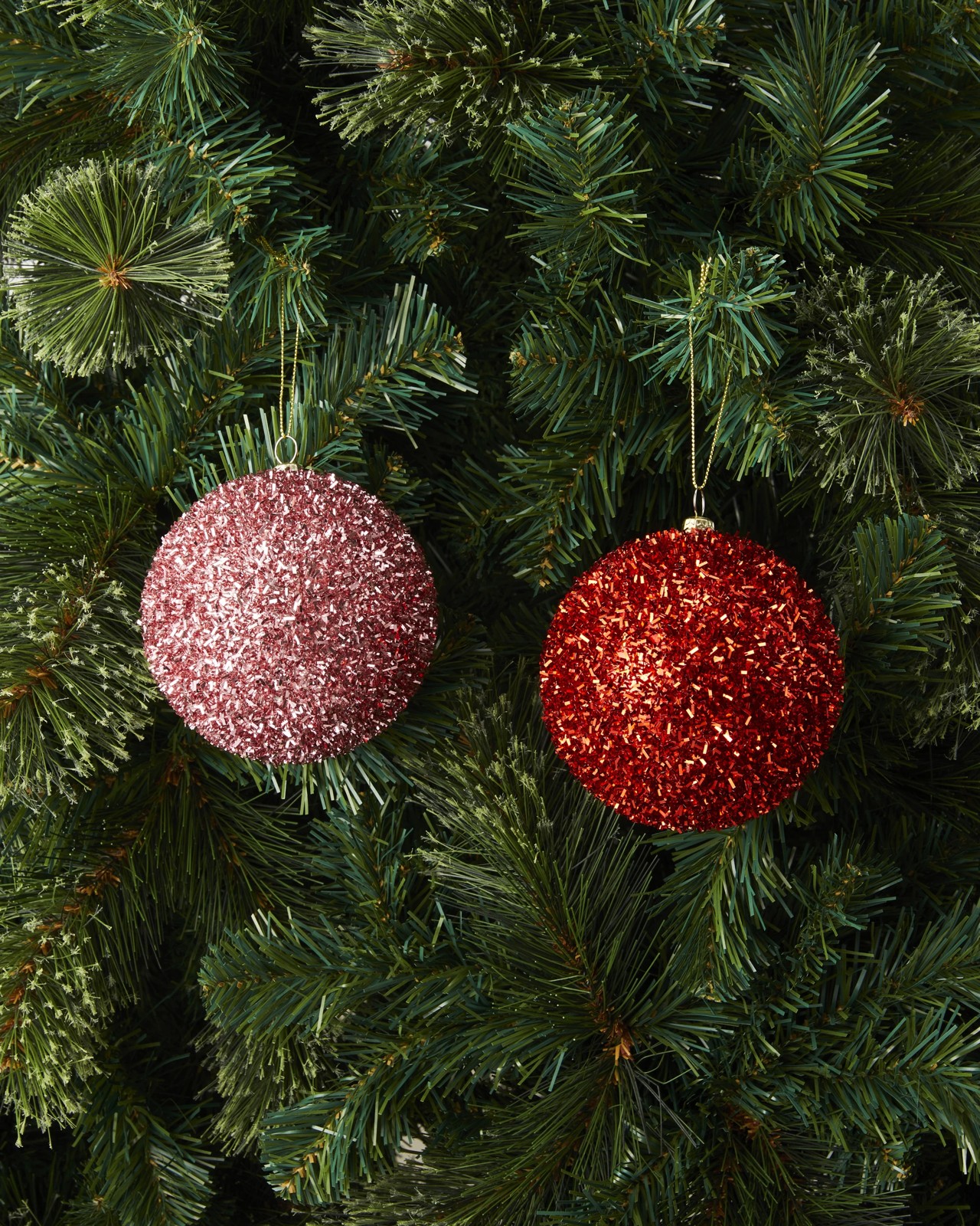 Anko 9 Pack 10cm Pink Candy Tinsel Baubles 5 of 5