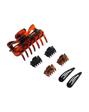 OXX Haircare 7 Piece Black and Tort Claw and Snap Hair Clips Pack