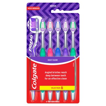 Colgate Medium ZigZag Toothbrushes - 6 Pack