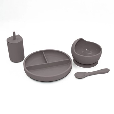 Playette Silicone Feeding Set - Grey