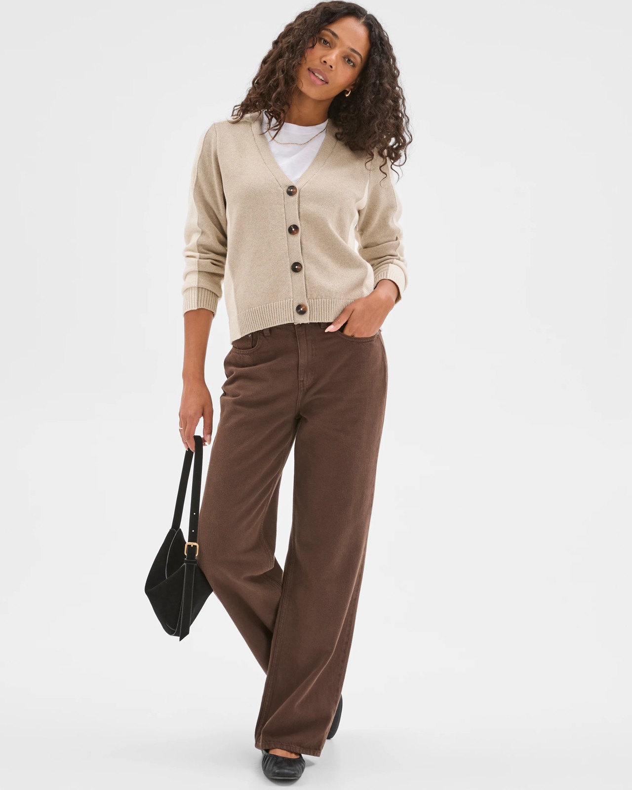 Australian Cotton Blend V-Neck Colour Block Cardigan  6 of 6