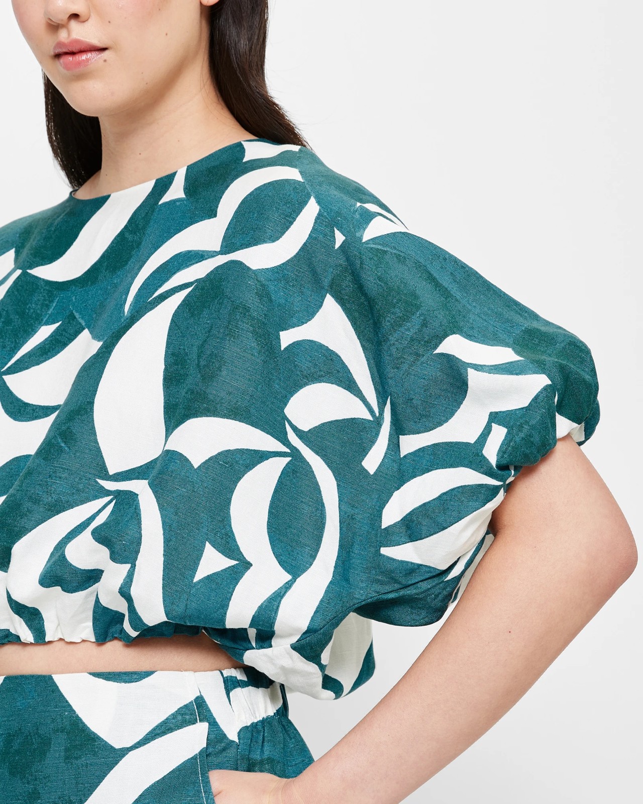 Linen Blend Balloon Sleeve Top - Preview 5 of 5