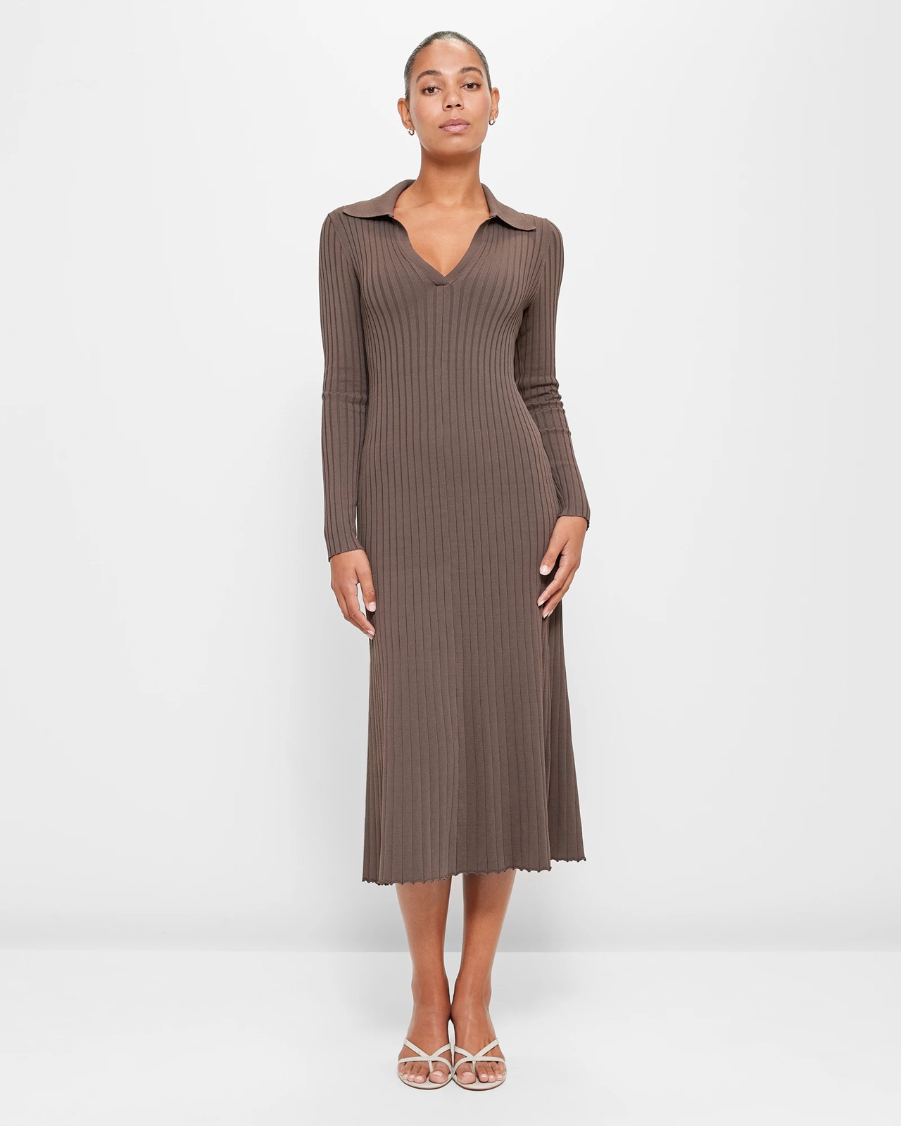 Long Sleeve Collared Rib Polo Dress Preview Target Australia