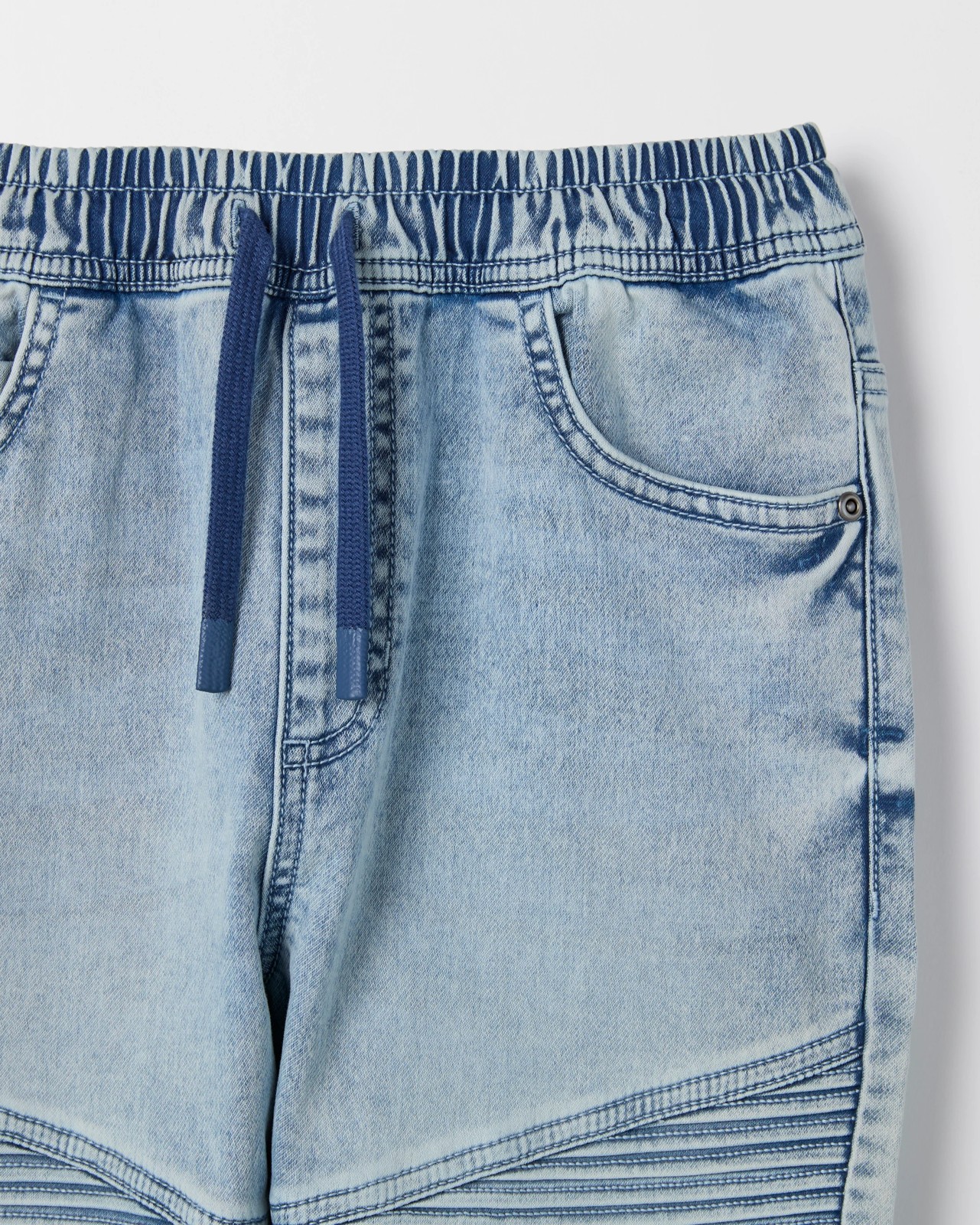 Elastic Waistband Slim Fit Biker Denim Jeans 2 of 2