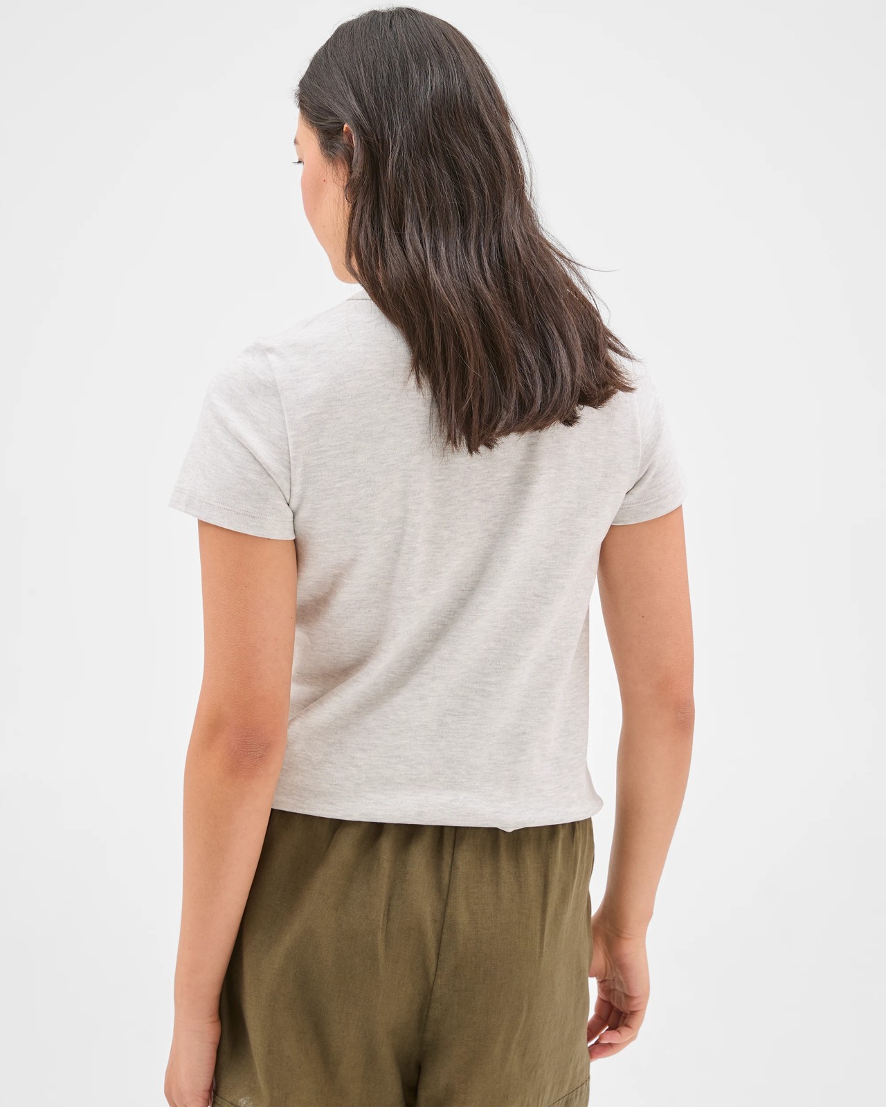 Australian Cotton Interlock Neat T-Shirt  - Grey Marle 3 of 5