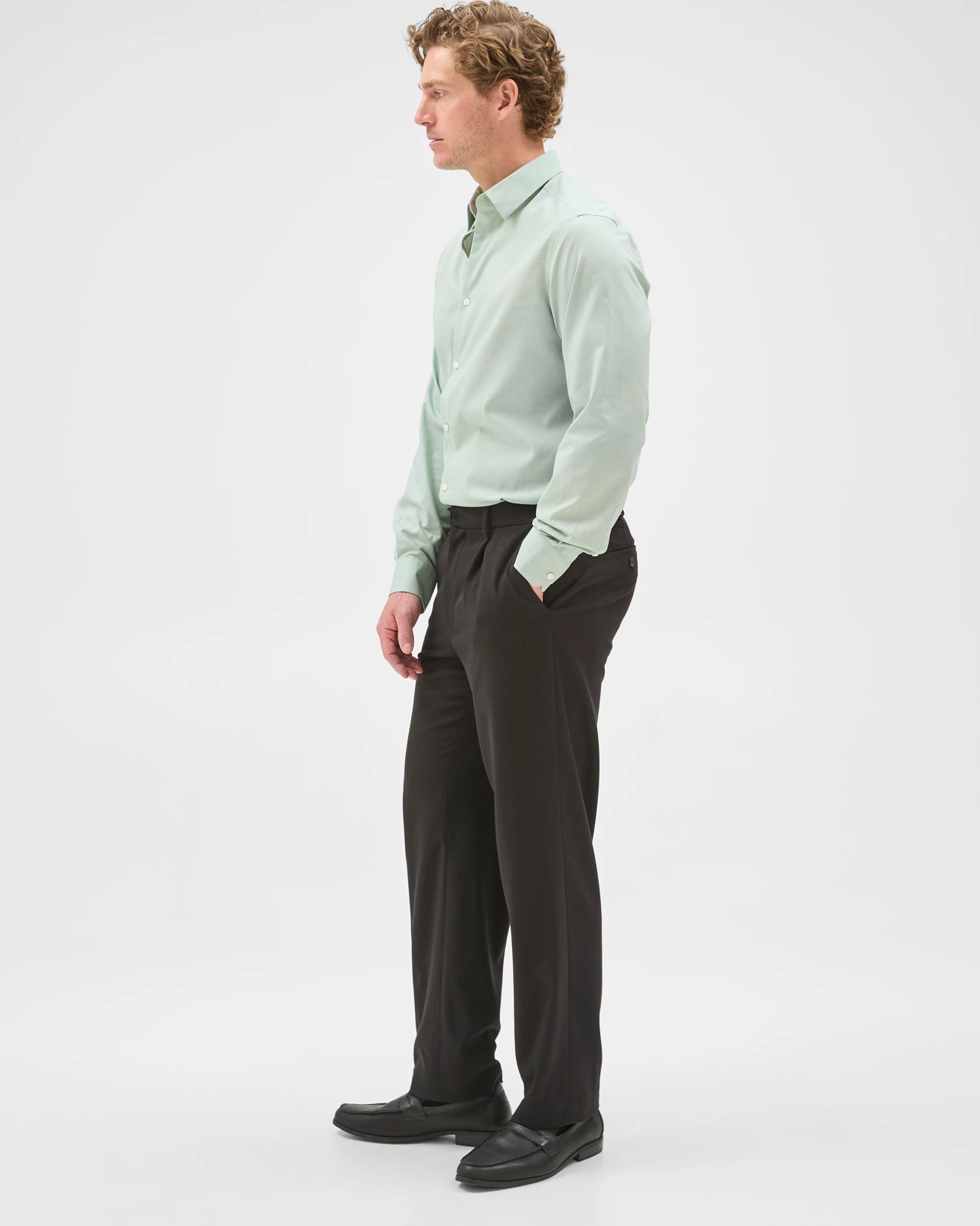 Preview Australian Cotton Non Iron Business Shirt - Green 2 of 5