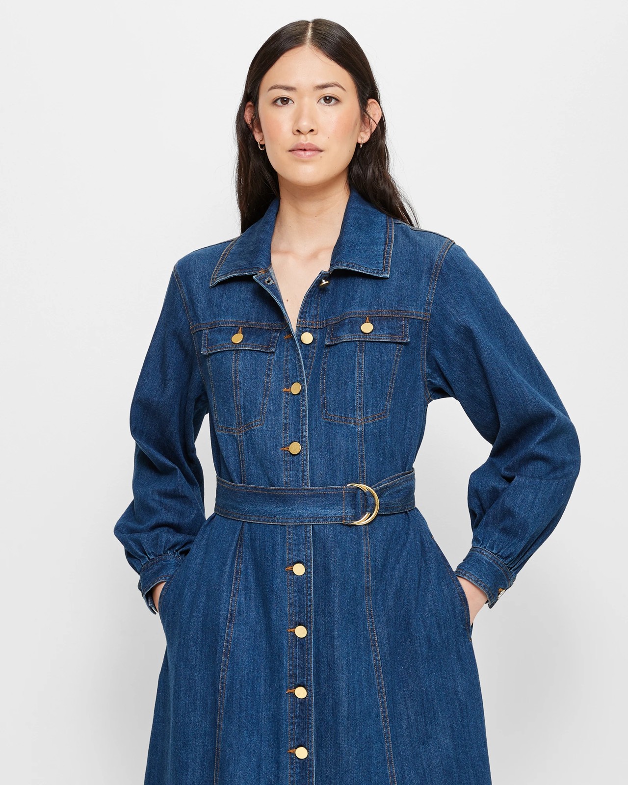 Denim Shirt Maxi Dress | Target Australia