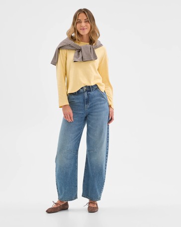 Australian Cotton Long Sleeve Relaxed Slub T-Shirt
