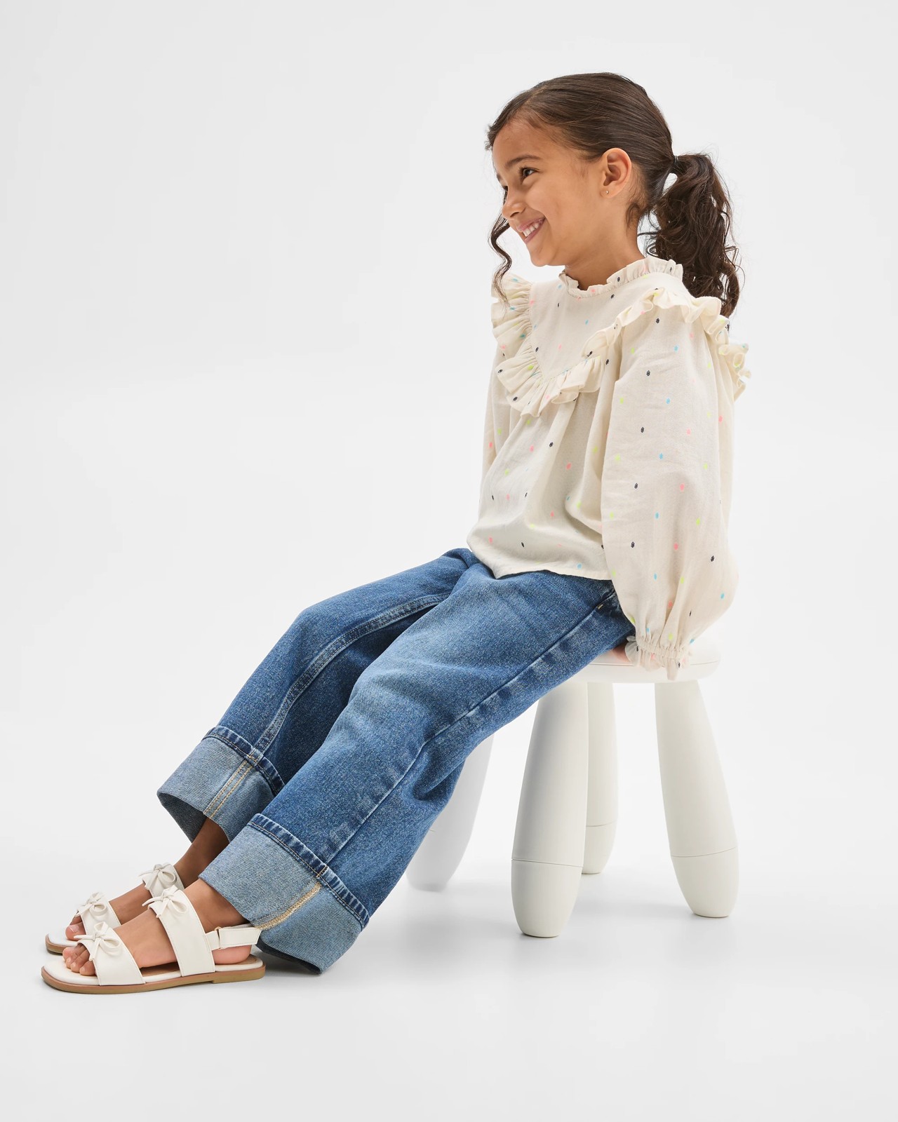 Denim Folded Up Hem Wide Leg Jeans 6 of 6