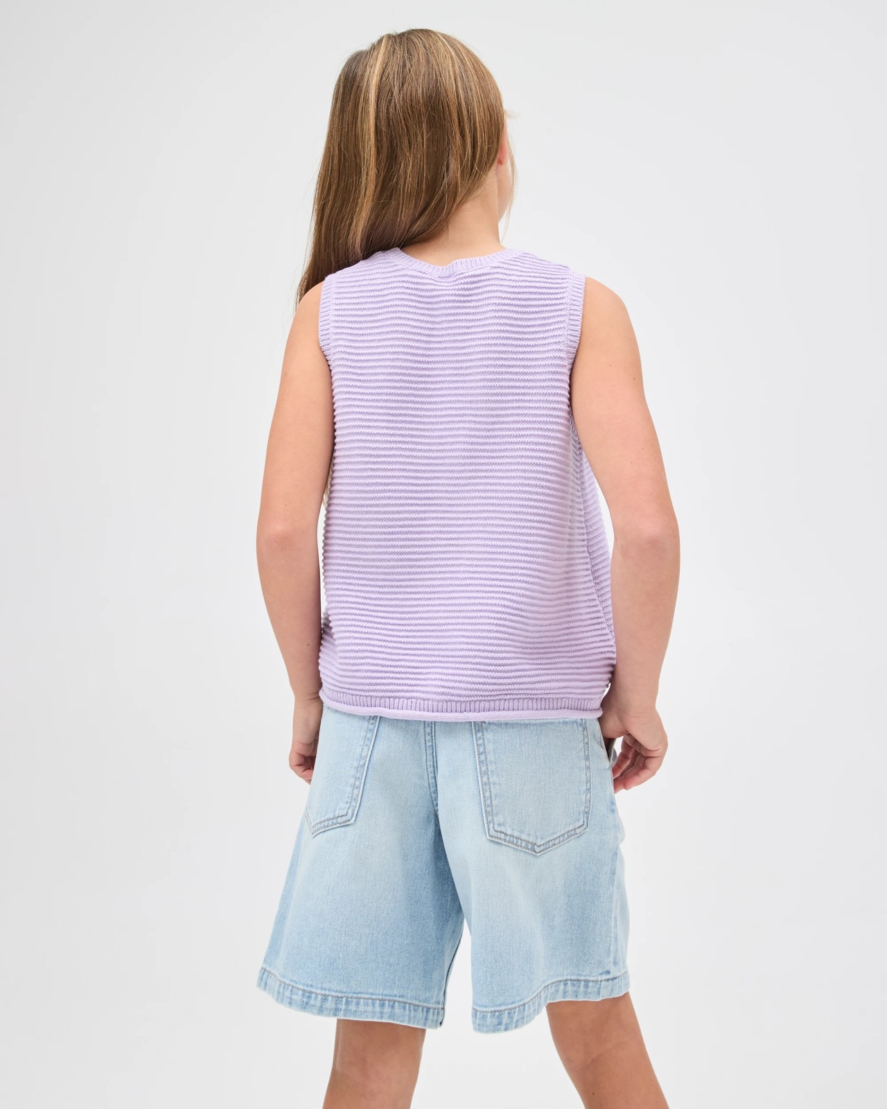 Australian Cotton Crochet Knit Tank Top - Lilac Star 3 of 6