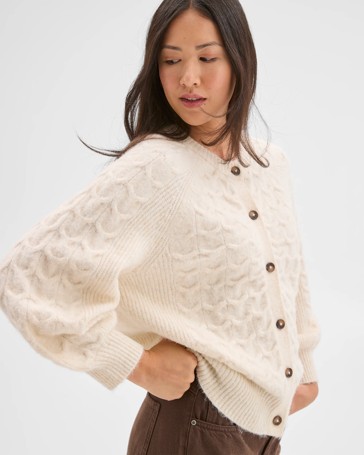 Cable Knit Bell Sleeve Cardigan