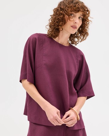 European Linen Boxy Seamed T-Shirt