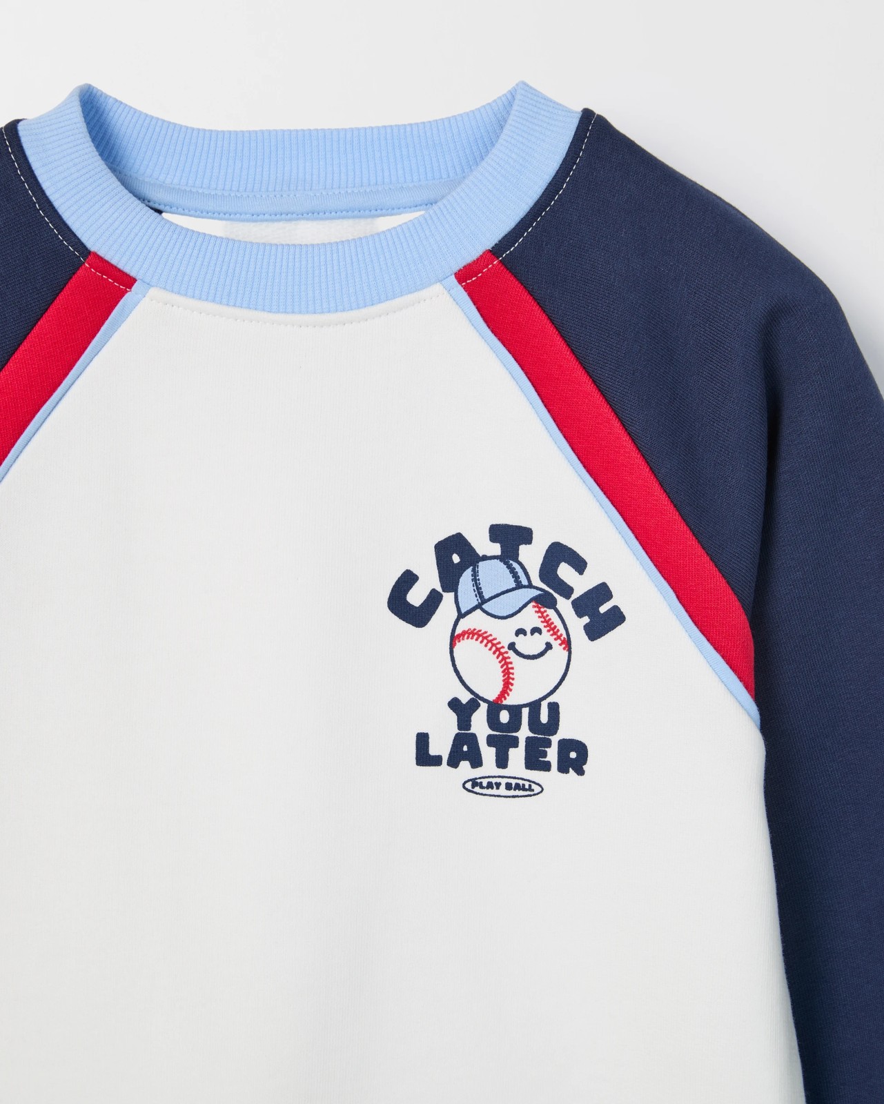 Australian Cotton Blend Sporty Jumper - Navy / Red 2 of 2