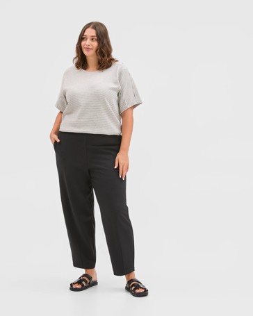 Plus Size Ponte Ankle Length Barrel Leg Pants