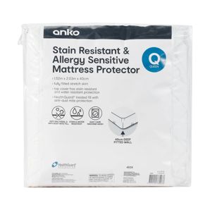 Stain Resistant and Allergy Sensitive Mattress Protector, Queen Bed, White - Anko product image