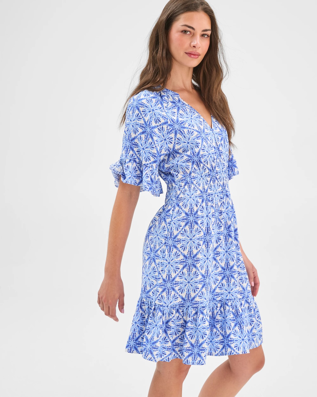 Petites Shirred V-Neck Dress 5 of 6