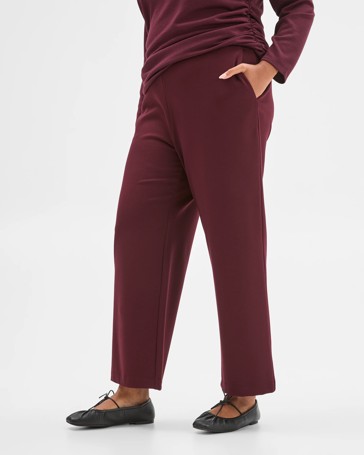 Plus Size Crop Length Wide Leg Ponte Pants
