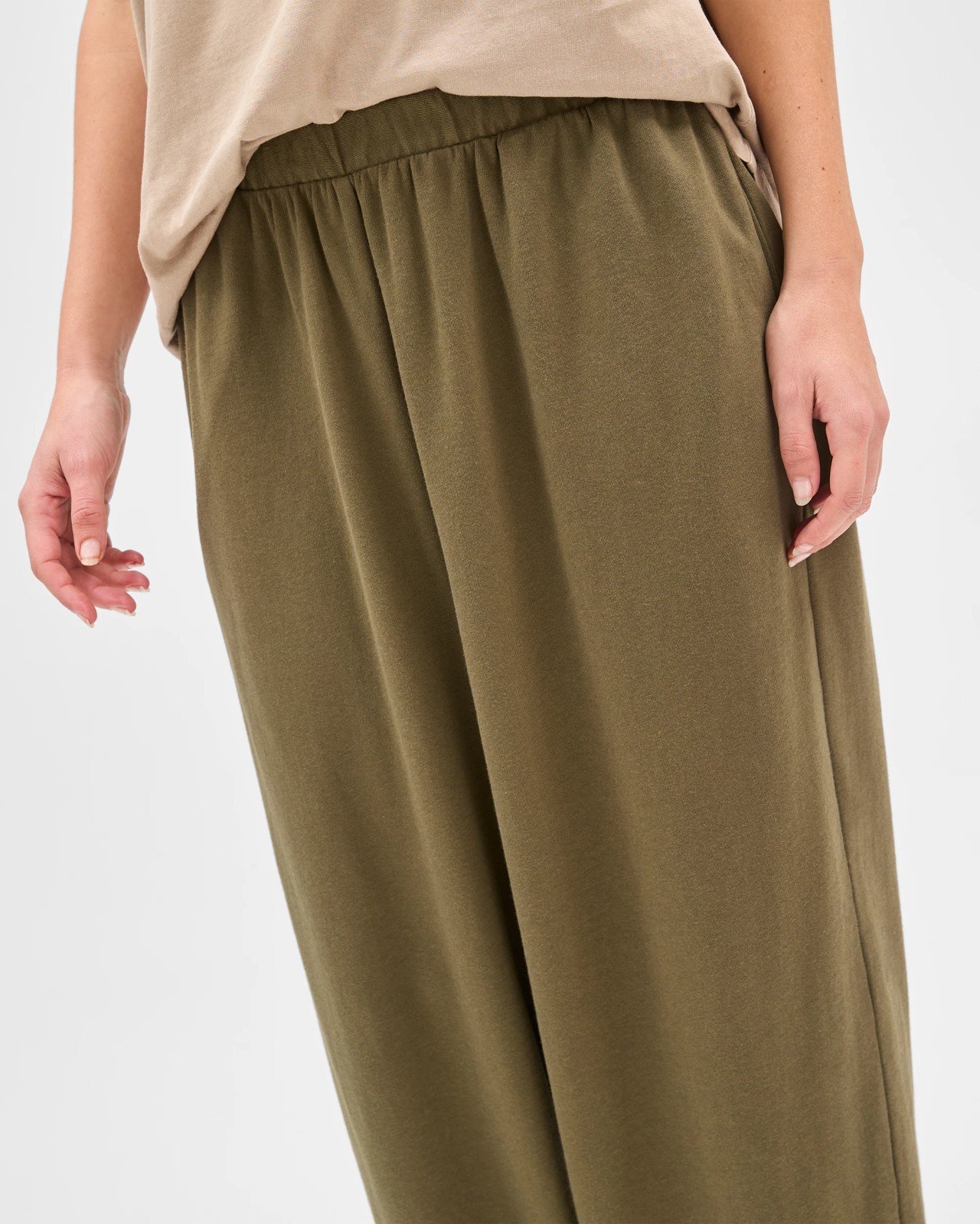 Australian Cotton Balloon Leg Knit Pants - Deep Lichen 5 of 5