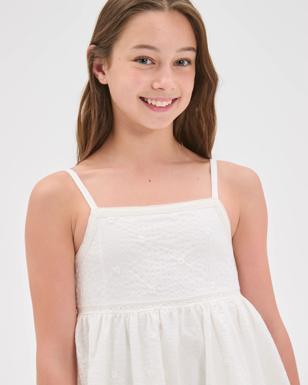 Cotton Blend Embroidered Special Occasion Dress - White 4 of 6