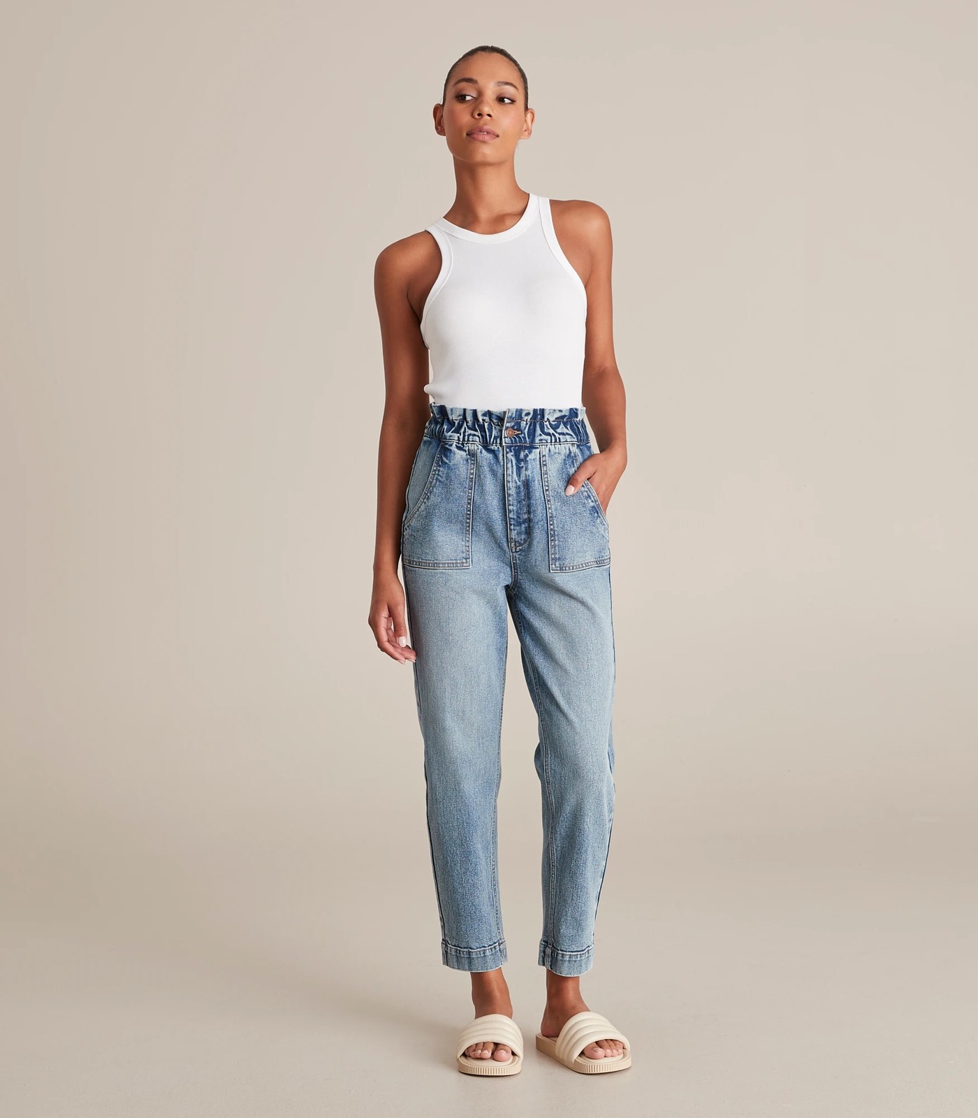Gracie Denim Paperbag Super High Rise Ankle Length Jeans 2 of 6